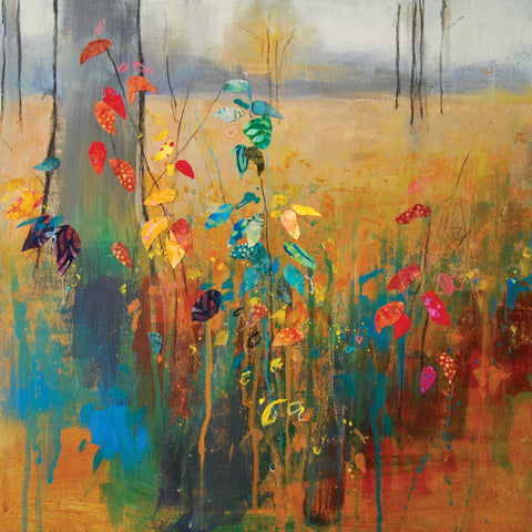 Autumn Brights by Anna Perlin, Fine Art Greeting Card, Mixed Media, Landscape with autumn coloured leaves