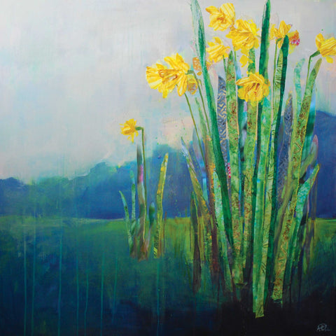 Spring Daffodils by Anna Perlin, Art Greeting Card, Mixed Media, Daffodils