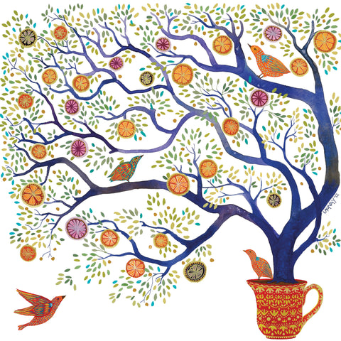 Blank art notecard pack by Melissa Launay, Sweet Pomegranate Tree