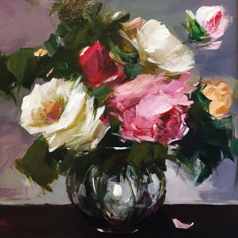 Garden Roses in a Glass