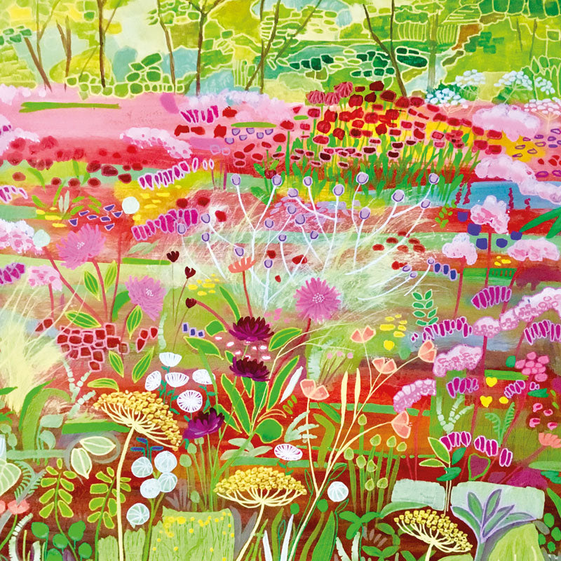 Art Greeting Card by Carla Vize-Martin, Colourful summer meadow