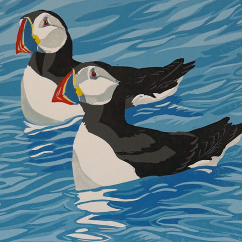 JOH001 Puffins on the Sea