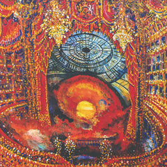 Art greeting card by Neil Pittaway NEAC. Painting of the inside of a beautiful red and gold theatre.