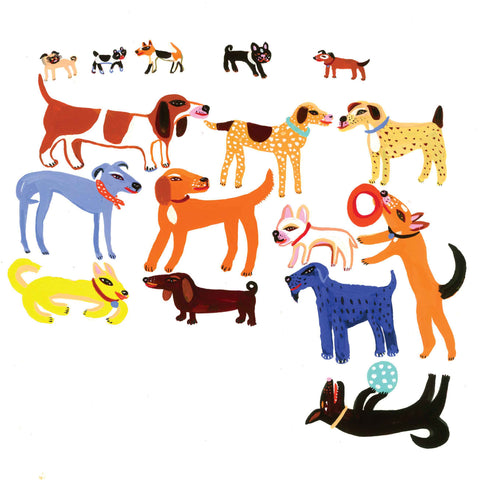 Dogs by Christopher Corr, Art Greeting Card, Gouache on Paper, Lots of dogs