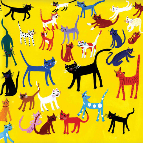 Art Greeting Card by Christopher Corr, Cats, Gouache on Paper, Lots of cats