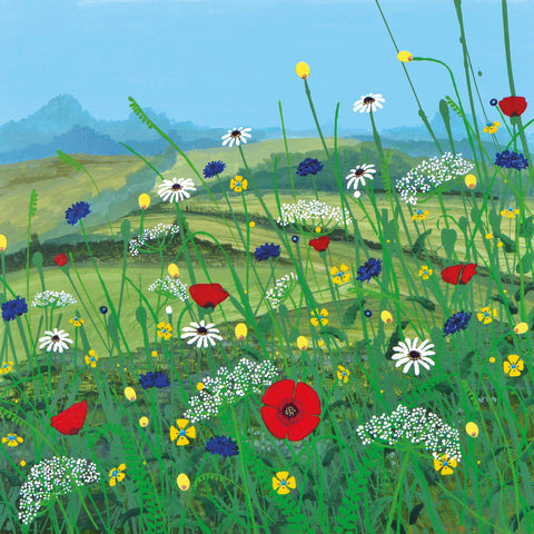 Art Greeting Card by Carla Vize-Martin, A Day to Remember, Acrylic, Meadow flowers