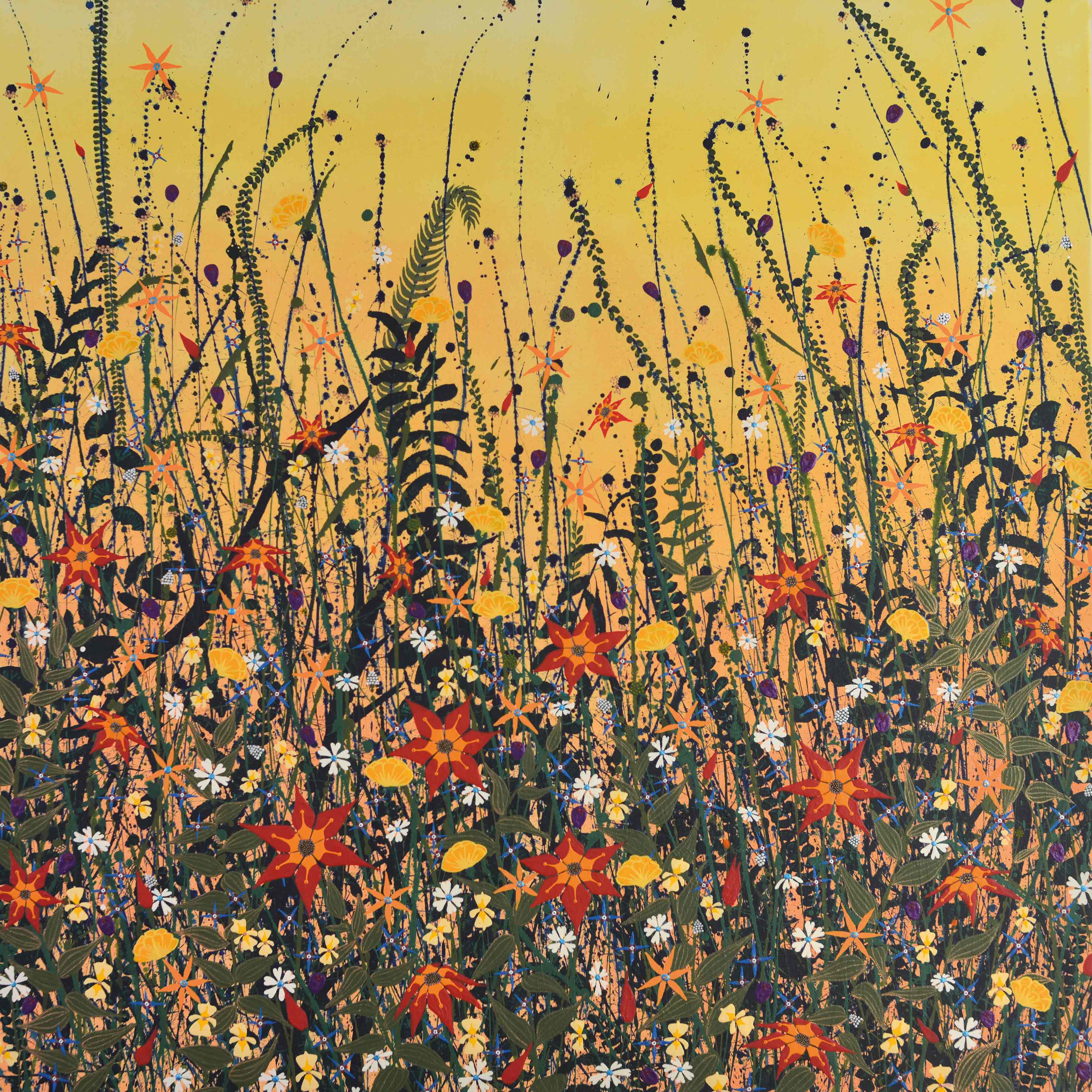 Art Greeting Card by Carla Vize-Martin, Goldrush, Mixed media, Meadow flowers