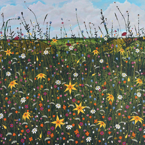 Art Greeting Card by Carla Vize-Martin, Nature's Way, Mixed Media, Flower meadow