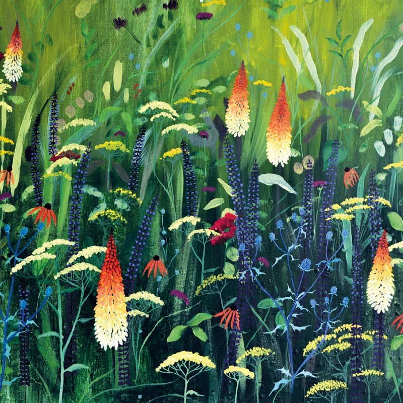 Art Greeting Card by Carla Vize-Martin, Acrylic Painting of meadow 