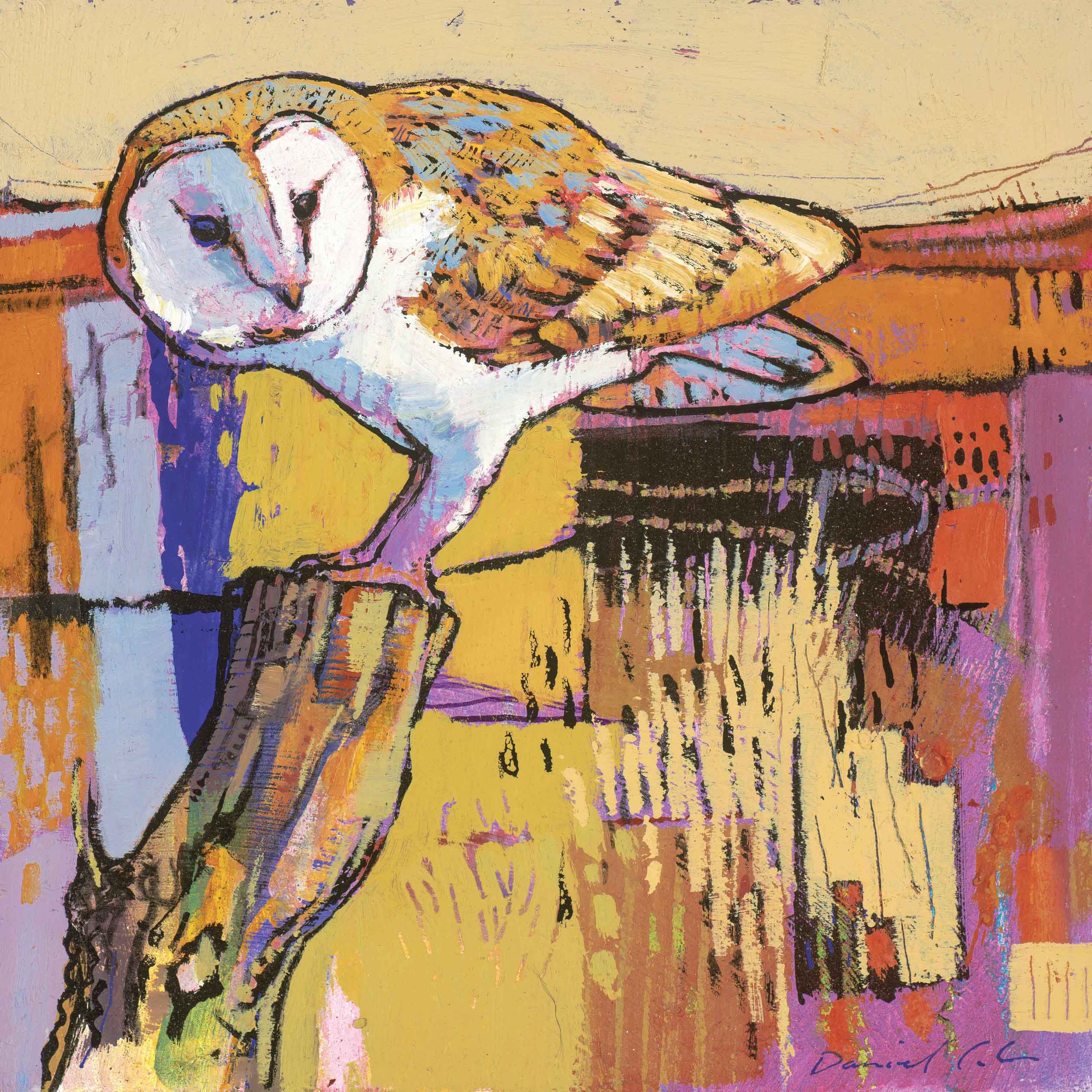 Art greeting card by Daniel Cole, barn owl