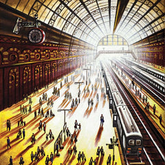 Art Greeting Card, Oil, People at King's Cross platform