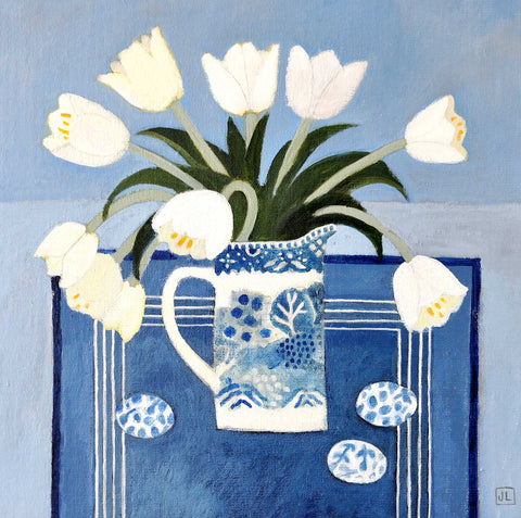 Blank art notecard pack by Jill Leman, White Tulips