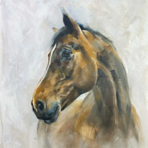 Art Greeting Card by Julie Brunn, Oil painting of horse