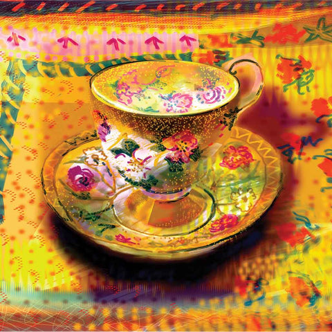 Afternoon Tea by Jenny Wheatley, Art Greeting Card, Screenprint, Teacup
