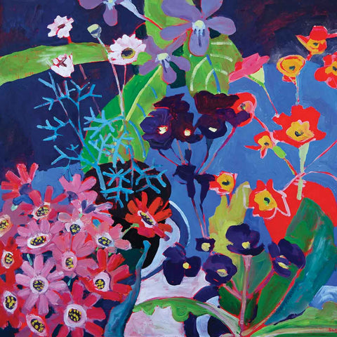 Art greeting card by Jenny Wheatley, Seaside Flowers, oil painting of flowers
