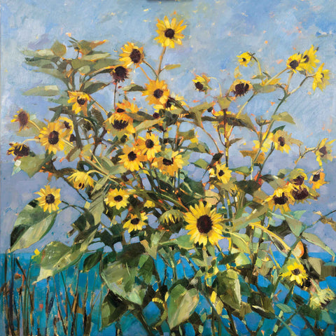 Art Greeting Card by Anne-Marie Butlin, Oilpainting, Sunflowers