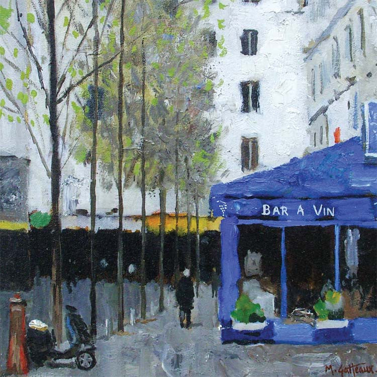 Fine Art Greeting Card, Oil on Canvas, Paris street scene