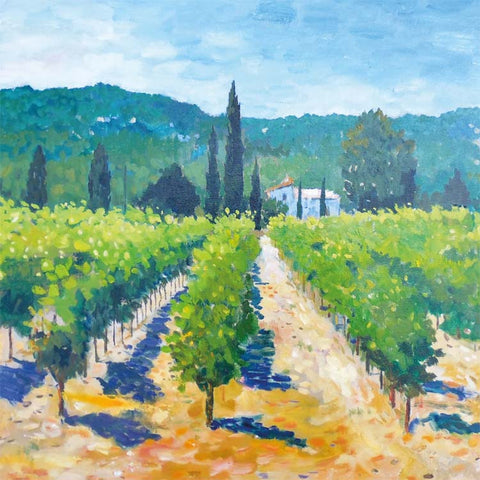 Fine Art Greeting Card, Oil on Canvas, Vineyard