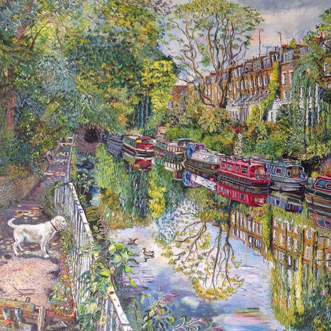 Art Greeting Card by Melissa Scott-Miller, oilpainting, dog by Regents canal 