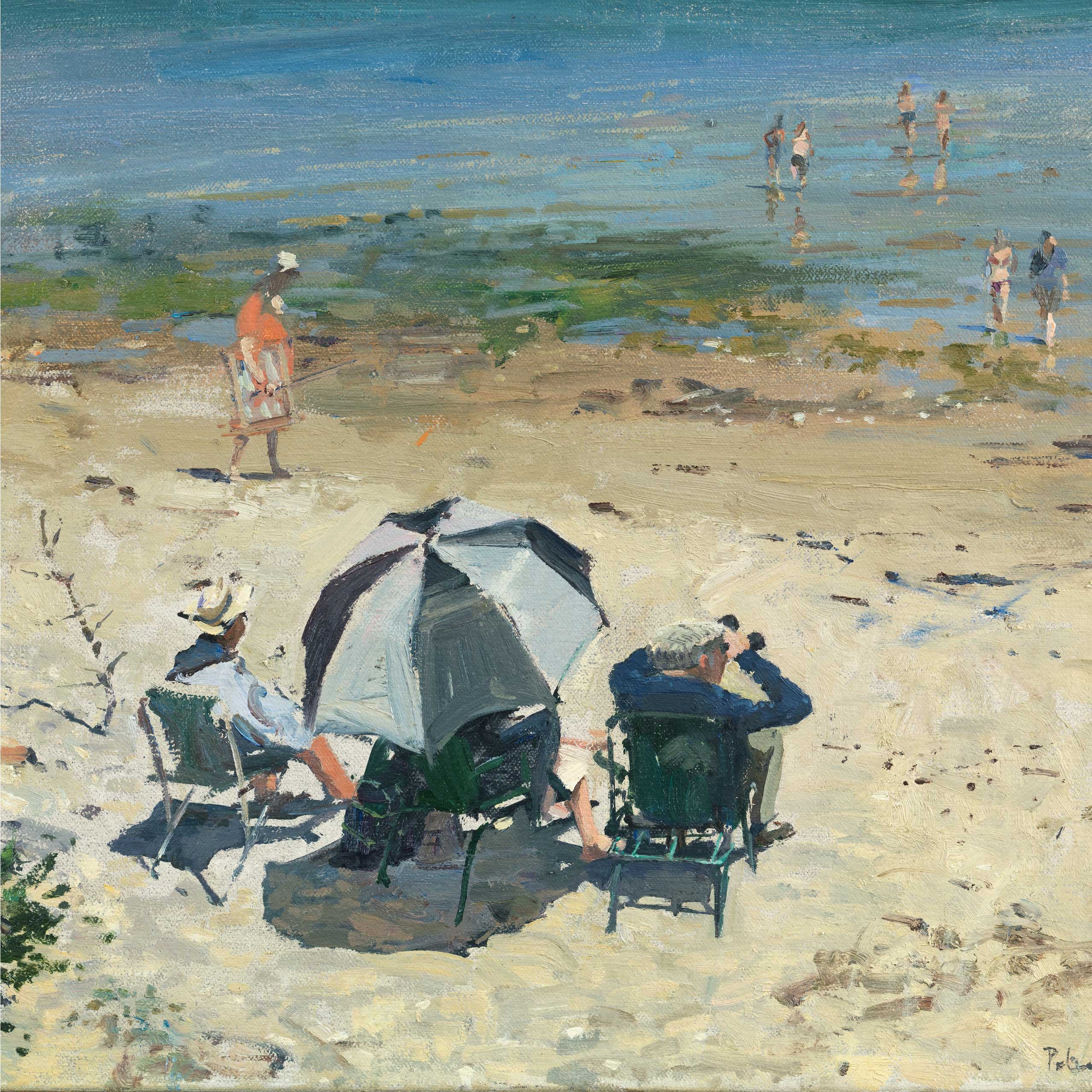 Afternoon on the Beach by Peter Brown, Fine Art Greeting Card, NEAC range, Beach scene