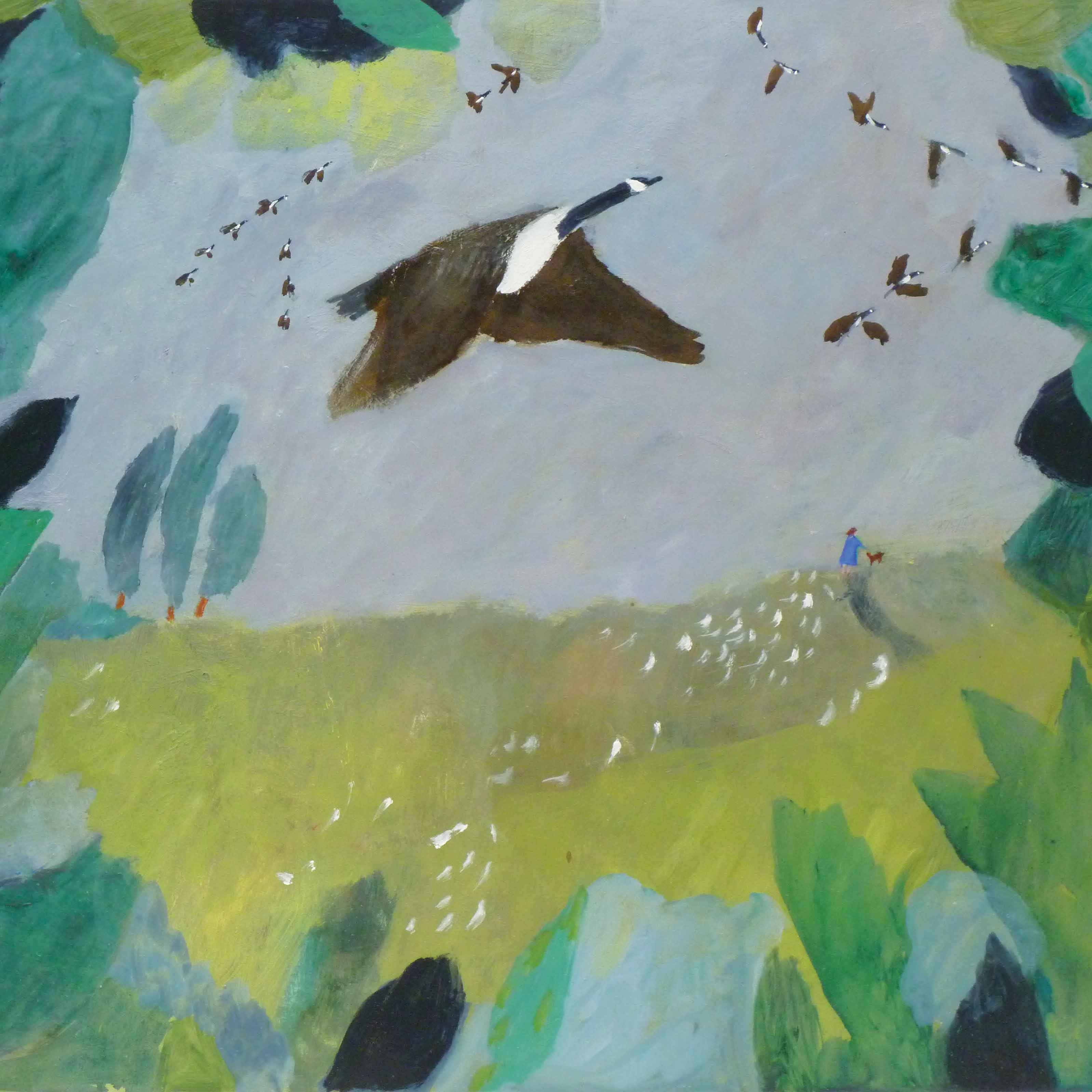 Art Greeting Card by Susan Bower, Oilpainting, Geese taking off