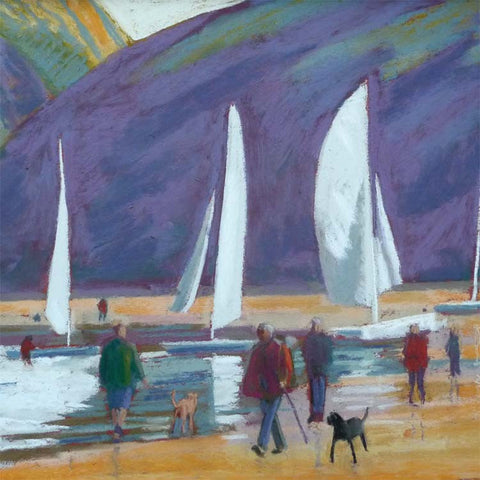 Fine Art Greeting Cards, Pastel, Sail Boats and People
