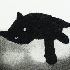 Art Greeting Card, Aquatint, Black cat 